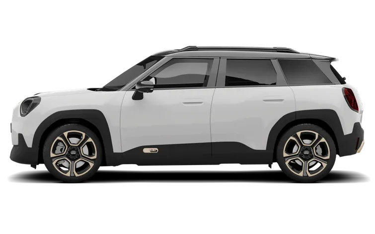 A white crossover car in profile